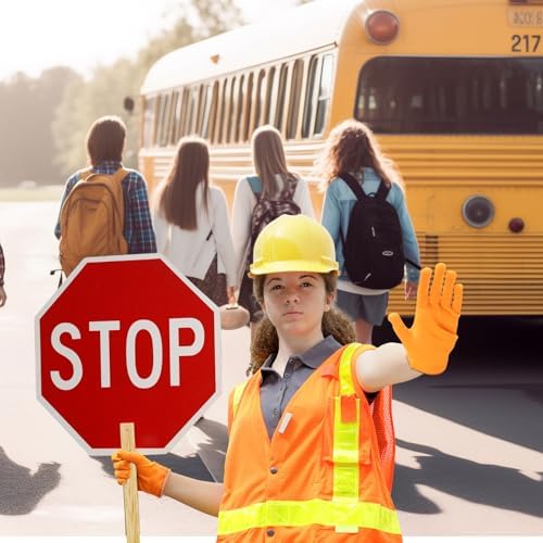 3 Pack 13” x 13”Handheld Stop Slow Sign, Crossing Guard Signs - Image 5