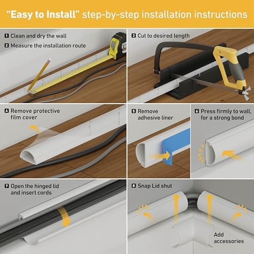 D-Line Medium Cable Raceway Accessory Pack, Join 1.18in x 0.59in Cord Cover Lengths, 10 Accessories Included, Hide Cords Around a Variety of Angles - Gray - Image 3