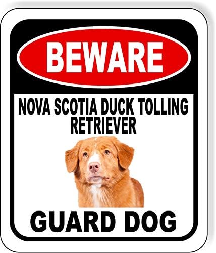 BEWARE NOVA SCOTIA DUCK TOLLING RETRIEVER GUARD DOG Aluminum Composite Outdoor Sign 8.5" x10"Metal Security Notice for Yard, Fence, Porch, and Property – No Trespassing, Warning, Attack Dogs by WorkHouseSigns
