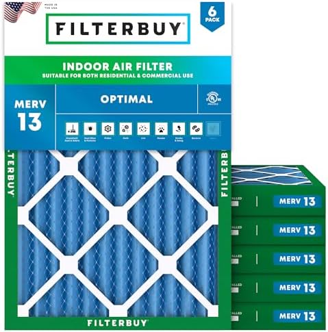 Filterbuy 15x20x2 Air Filter MERV 13 Smoke & Allergy Defense (6-Pack) by Filterbuy