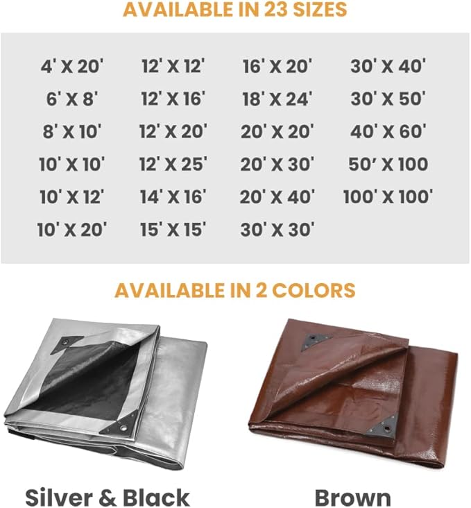 WHITEDUCK Super Heavy Duty Poly Tarp Cover 16 Mil & 10 Mil - Image 6