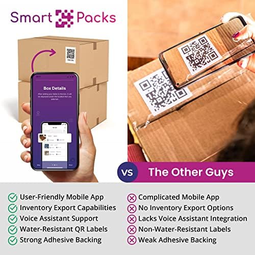 SmartPacks QR Stickers - Premium Smart Labels for Storage Bins | Advanced Pack and Track Labels with QR Code for Inventory, Storage, Moving | 48 Stickers - Image 3
