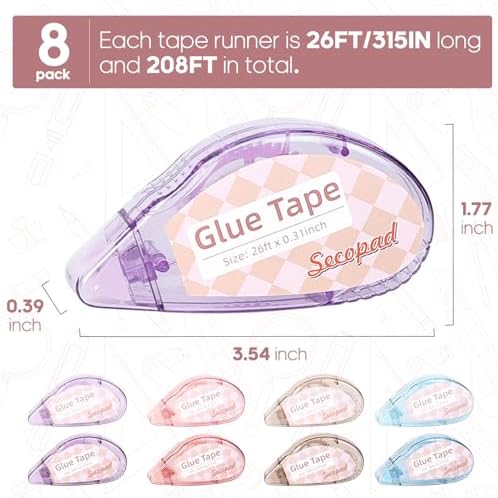 Secopad Scrapbook Tape, Glue Tape for Crafts, 8 Pack, Light-Colored Shell - Image 6