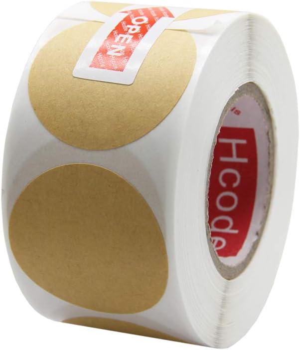 Hcode Natural Circle Kraft Paper Dots Price Stickers Brown Target Pasters 1.5 by Hcode