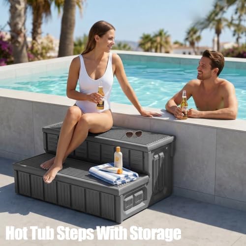 Hot Tub Steps, Outdoor Spa Steps with Storage, Non-Slip & Sturdy Hot Tub Stairs, 36 Inches Long - Image 5