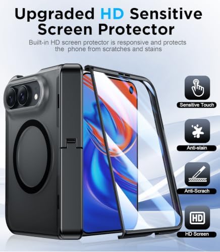 Temdan Magnetic for iPhone Duo Case Ultra Fold with Hidden Stand, Black - Image 6