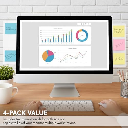 Computer Monitor Memo Board, 4-Pack, Sticky Note Holder Semi-Transparent - Image 5