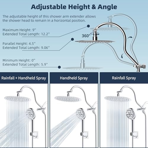 Hibbent All Metal cUPC Certified Shower Head, 10'' Rainfall Shower Head - Image 6