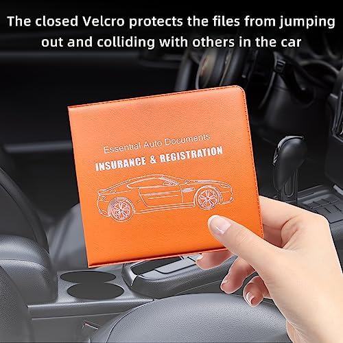 Ziciner Car Registration Insurance Holder, 2Pack Essential Auto Card Document Glove Box Organizer with Touch Fastener, Vehicle Interior Accessories Perfect for Most Car, Truck, SUV (Orange/Big Car) - Image 4