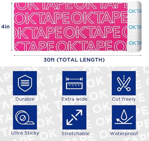 OK TAPE Turf Tape Football, 4 Inch Wide Kinesiology Tape, Super Sticky - Image 3