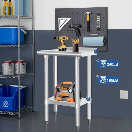HARDURA Stainless Steel Commercial Work Table with Undershelf 14×24 Inches - Image 3
