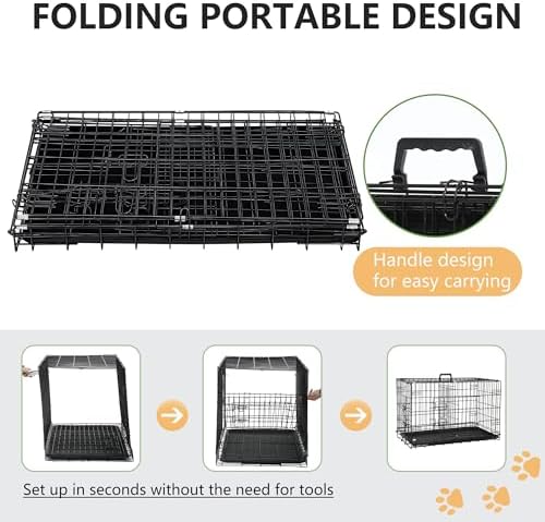 FDW | 30" Foldable Metal Dog Crate | Dark Black | Cage for Medium Dogs - Image 5