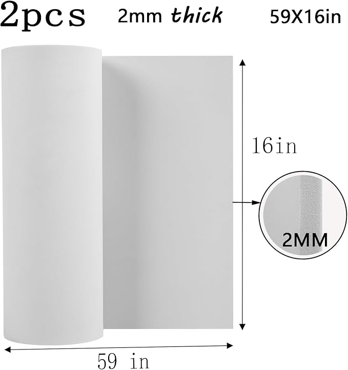 AMZQNART 2Pcs EVA Foam 2mm, Cosplay Foam Roll 16 x 59in White, Suitable - Image 2