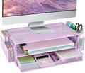 AUPSEN Computer Monitor Stands Riser，2-Tier Desk Organizers and Accessories, Office Desk Accessories Organizer with Drawers and 2 Pen Holder for Office Supplies (Purple) by AUPSEN