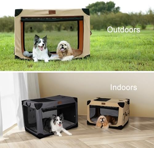 Garnpet Soft Dog Crate for Large Dogs, 4-Door Foldable Collapsible Dog Crate with Soft Sides, Indoor & Outdoor Travel Dog Kennel, Dark Grey - Image 5