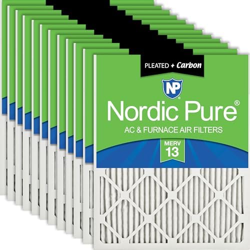 Nordic Pure 18x20x1 Pleated MERV 13 Plus Carbon Air Filters 12 Pack by NordicPure