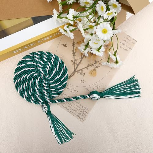 Honor Cords Green White 20 PCS Graduation Cords Kente Colors Honors Cord for Graduation Ropes Grad Accessories 67" Long Braided Cord for Party Decorations Bachelor Gown - Image 3