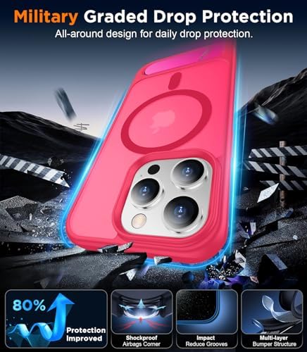Temdan Magnetic Compatible with iPhone 14 Pro Max Case, [Built-in Invisible Kickstand][Compatible with MagSafe] [Military Grade Shockproof] Slim Translucent Matte Phone Case for iPhone 14 Pro Max 6.7" - Image 3