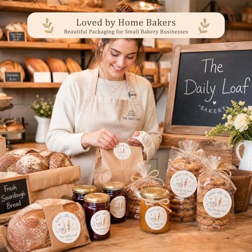 120 x Baked with Love Write On Bakery Stickers for Cookie Bags, Sourdough Bread, Jam Jars & Homemade Gifts, Writable Baking Labels for Home Bakers, Farmers Market & Small Business Packaging 2'' - Image 4
