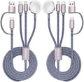 2Pack Travel Essentials,3 in 2 USB C Cable for Apple Watch Charger,iPhone Charger,Multi Charging Cable,Cruise Vacation Camping Essentials for iWatch Series 11-2/Ultra,iPhone 17-12,Car,Grey-6FT by ChargeBeyondPowerWithin