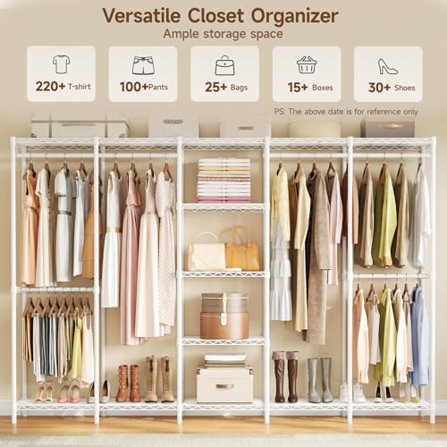 ONBRILL F5 Heavy Duty Clothes Rack Freestanding Modular Closet System White - Image 4