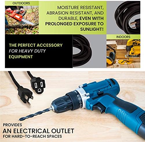 Power By GoGreen Go Green Power Inc. 16/3 50ft Black Outdoor Extension Cord - Durable, Heavy Duty, Moisture Resistant - Ideal for Tools & Equipment - GG-13750BK (Pack of 12) - Image 7