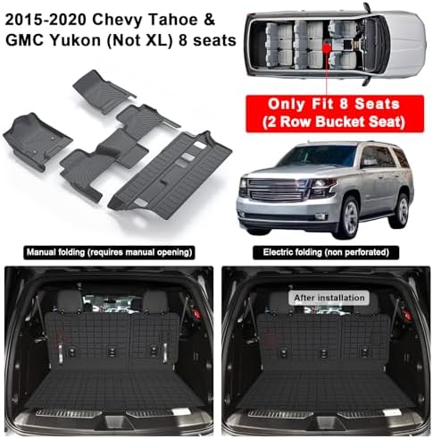 Floor Mats & Trunk Mat for Chevrolet Tahoe 2015-2020 Bucket Seat (8 Seats Version) &GMC Yukon（Not Fit XL,TPE All Weather Protection Car Floor Liners for Chevy Tahoe - Image 2