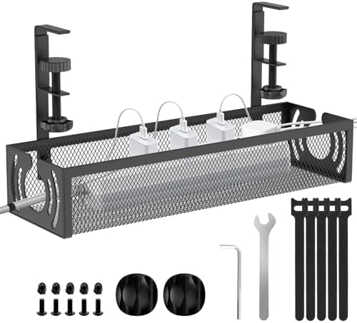 Cable Management, 15'' Under Desk Cable Management Tray No Drill by LOVJOYSE