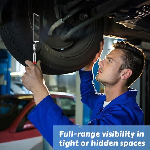 Telescoping Inspection Mirror, 2 Pack Round & Rectangular Mechanic Mirrors - Image 5