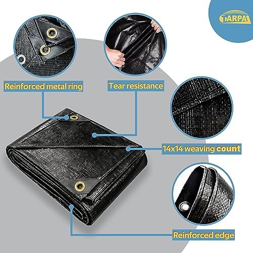 TARPAL tarp Waterproof 6x6 Feet Black 14mil Heavy Duty tarps - Image 3