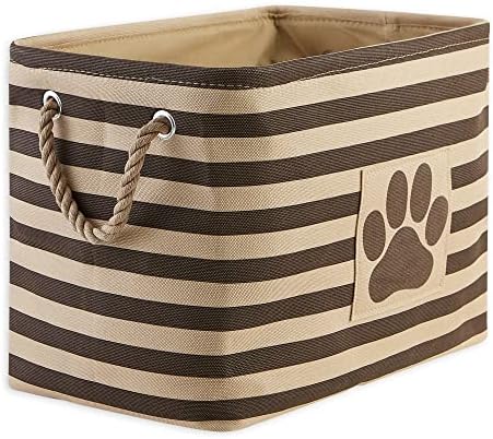 Bone Dry Pet Storage Collection Striped Paw Patch Bin, Medium Rectangle, Brown - Image 2