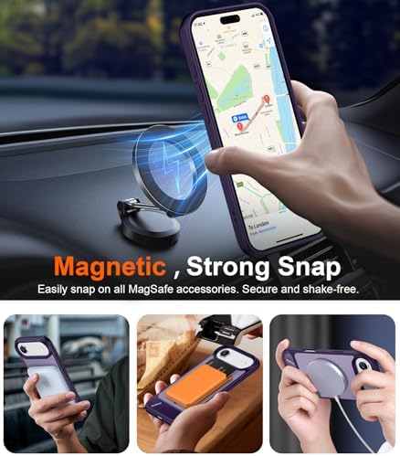 Temdan Designed for iPhone Air Case, [Built-in Invisible Kickstand][Compatible with MagSafe][Military Grade Shockproof] Slim Translucent Matte Phone Case 6.5 inch (Purple) - Image 6