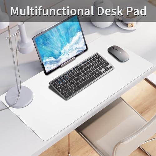 Bloss White Desk Mat, Mouse Pad, Waterproof Leather Desk Pad, Desk Matt for Desktop, Non-Slip Ccomputer Desk Protecor Mat for Office/Home/Decor(27.6 x 13.8 Inches) - Image 3