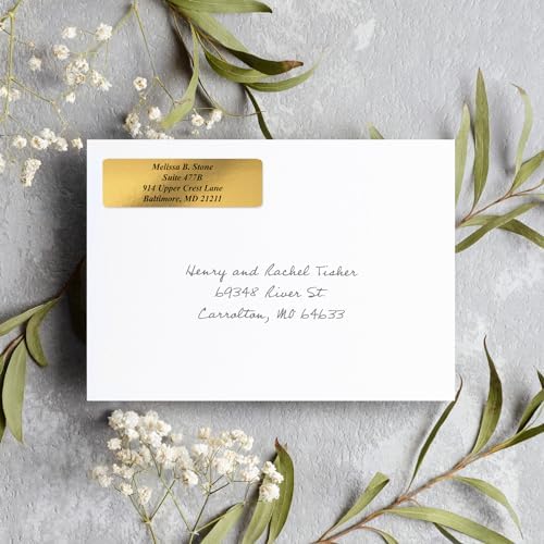 Gold Foil Personalized Return Address Labels Without Dispenser - Roll of 250 Custom Stickers - Image 3