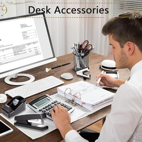 Office Supplies,Desk Accessories, Stapler and Tape Dispenser Set for Women with Stapler, Tape Dispenser, Staple Remover, Staples, Clips, Scissor and Tabs,Gift for Students, Coworkers - Image 7
