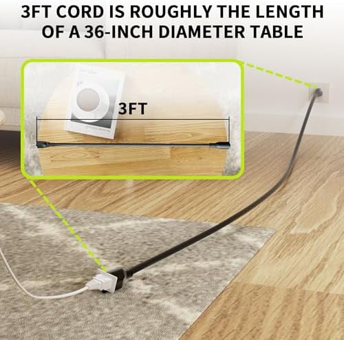 16/3 Black Extension Cord 3 FT Indoor, Short Extension Cord - Image 2