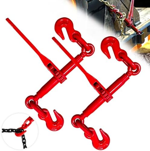 Ratchet Chain Binders 5/16'' - 3/8‘’, 2 Pack Load Binders with G70 Grab Hooks, Tie Downs for 5/16 Inch Transport Chain, 5400 Pounds Working Load Limit- Heavy Duty Ratchet Binders for Towing by SENKEYFE