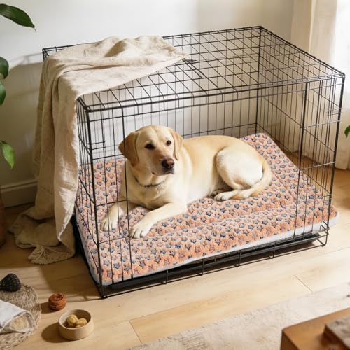 Mora Pets Dog Crate Pad Bed Ultra Soft Pet Mat Star Print Brown 35 x23 Inch - Image 2