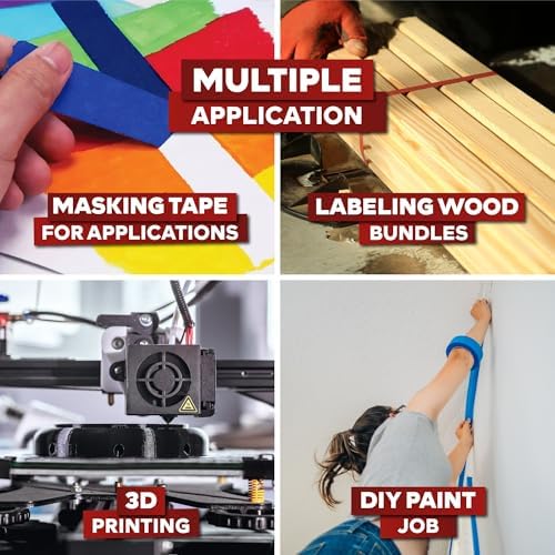 XFasten Blue Painter's Tape, 2 Inch x 60 Yards (24-Pack) Blue Painters Masking Tape Bulk - Sharp Edge Line Technology, Produces Sharp Lines | Residue-Free and Artisan Grade Wall Trim Tape - Image 5
