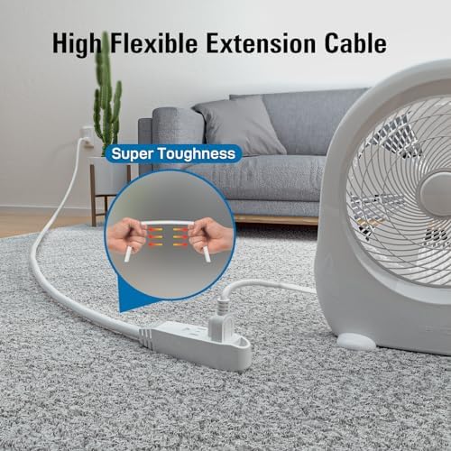 K KASONIC 12 FT 3 Outlet Extension Cord, 16/3 SJTW Grounded Cord, White - Image 5