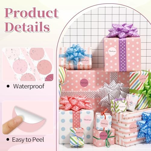 1.5 inch Round Thermal Label,Pink Thermal Sticker Labels,Direct Thermal Printer Label for DIY Logo Design,Thanks Card,500 Labels/1 Roll - Image 3