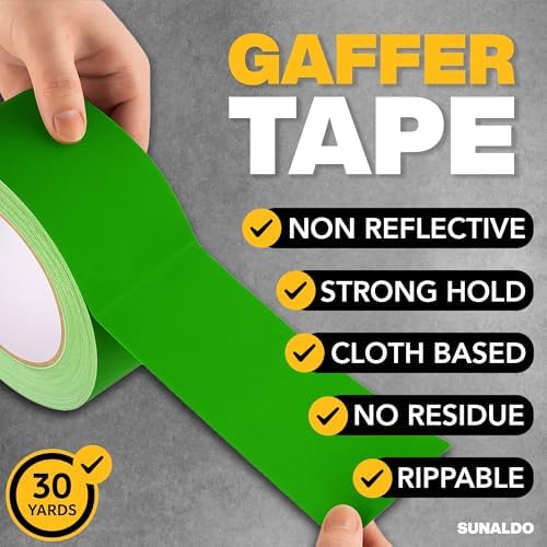 Gaffers Tape (2" x30 Yards) Heavy Duty, No Residue (3 Pack Green) - Image 3
