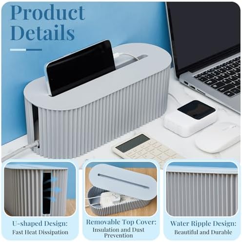 2 Pcs Cable Management Box, Fits Most Power Sockets, 11.8x5.1x4.3 in - Image 4