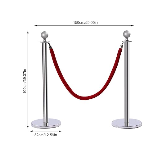 6 PCS Stanchions and Velvet Ropes Set, Hollow Base - Image 2