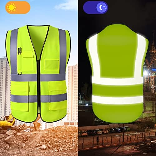 Custom Safety Vest for Men with Logo Customizable High Visibility Reflective Safety Vest with Pockets Adult Unisex - Image 4
