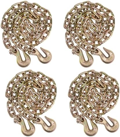 4 Pack 3/8 Inch x 12 FT Grade 70 Binder Chain with Clevis Grab Hooks - G70 Transport Tow Chain - 6,600 Lbs Working Load Limit - Image 2