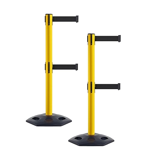 Crowd Control Warehouse CCW Set of 2 Retractable Dual Belt Stanchion Safety by Crowd+Control+Warehouse
