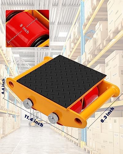 FAHKNS Machinery Moving Skate 6T Heavy Duty Machine Skates with Non-Slip Cap, 4 PU Rollers for Heavy Duty Industrial Moving Equipment - Image 5
