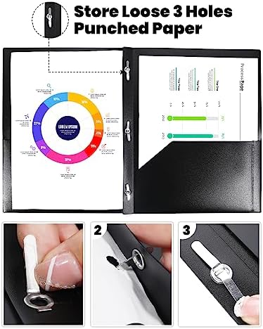 SUNEE 12-Pack Black Plastic Folders with Pockets and Prongs, Letter Size, 9 x 11.5 in - Image 3