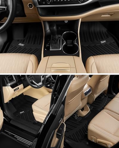 3W Floor Mats Fit 2014-2019 Toyota Highlander, TPE All-Weather Custom Fit - Image 4